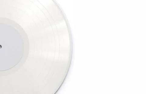 White Vinyl Record with a Empty Label on a White Surface. Minimalist Music Ba Illustrazione stock