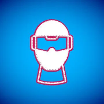 White Virtual reality glasses icon isolated on blue background. Stereoscopic 3d Stock Illustration