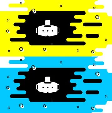 White Virtual reality glasses icon isolated on black background. Stereoscopic 3d Stock Illustration