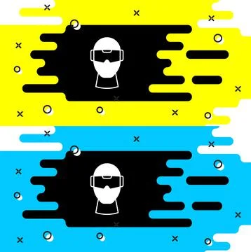 White Virtual reality glasses icon isolated on black background. Stereoscopic Stock Illustration