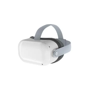 White virtual reality headset with gray straps on a plain background Illustrazione stock