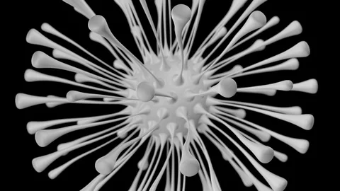 White virus cell moving with long tentacle arms. Closeup depth of field shot. 3D Video stock 127397045