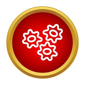 White virus icons on red background button Stock Illustration
