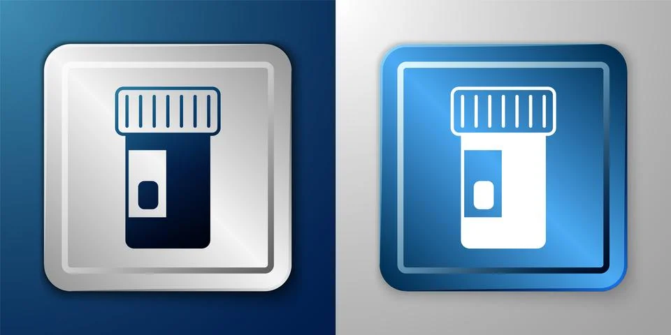 White Vitamin complex of pill capsule icon isolated on blue and grey backgr.. Stock Illustration