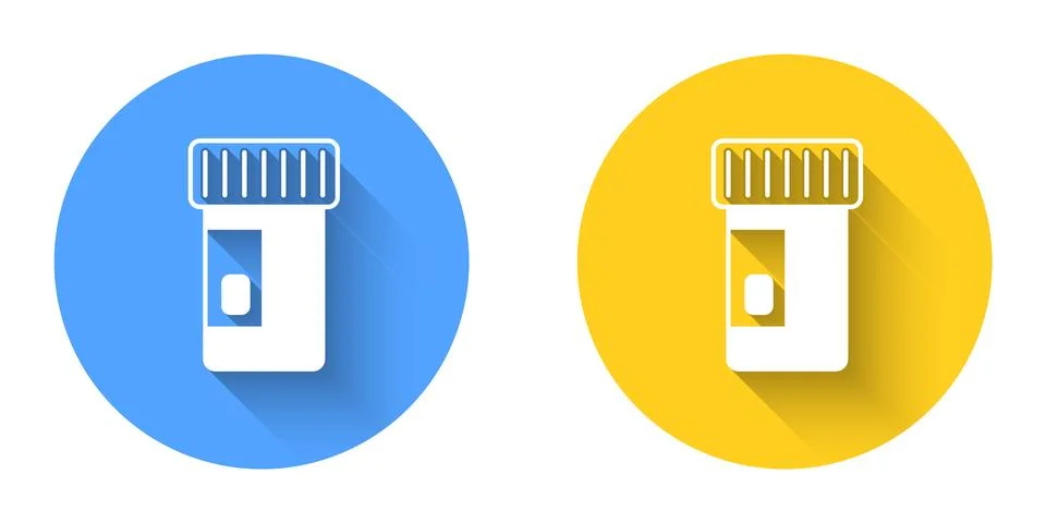 White Vitamin complex of pill capsule icon isolated with long shadow backgr.. Stock Illustration