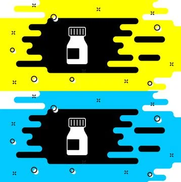 White Vitamin complex of pill capsule icon isolated on black background. He.. Stock Illustration