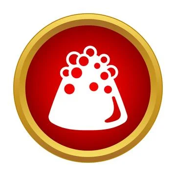 White volcano erupting icon on red background Stock Illustration