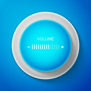 White Volume adjustment icon isolated on blue background. Circle blue button Stock Illustration