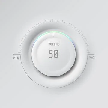 White volume button. Minimalistic neumorphism style. Modern UI interface element 스톡 일러스트