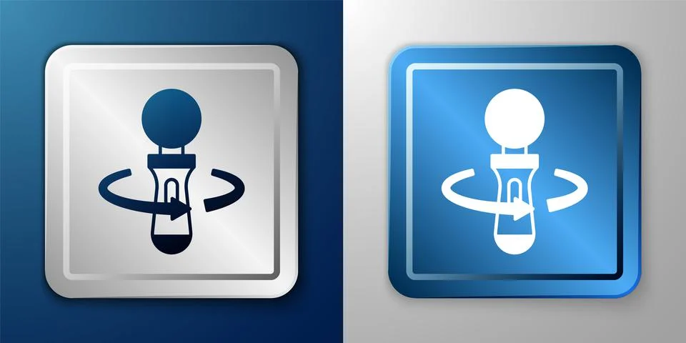White VR controller game icon isolated on blue and grey background. Virtual r Stock Illustration