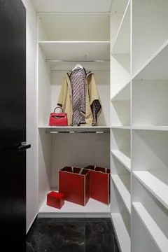 White walk in closet interior Stock Photos