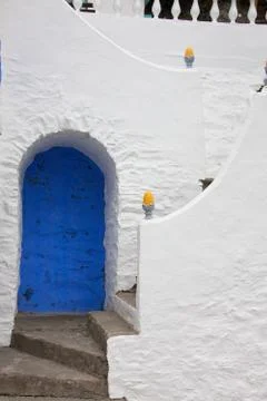 White wall and steps Stock Photos