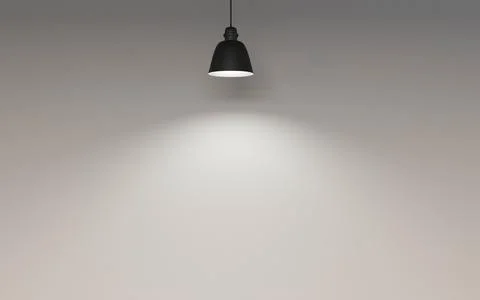 White wall background with black lamp and low key lighting 3d render Stock Illustration