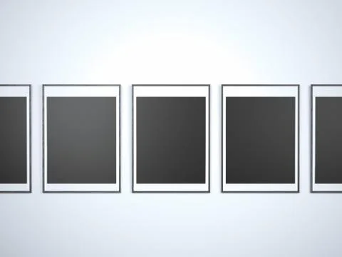 White wall with black blank frames Illustrazione stock