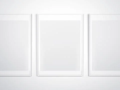 White wall with blank frames Illustrazione stock