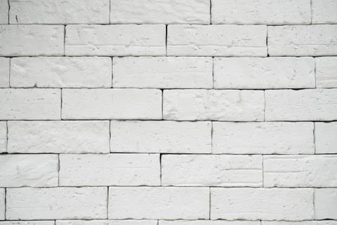 White wall brick stone background &amp; texture Stock Photos