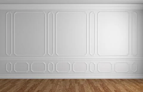 White wall in classic style empty room architectural background Stock Illustration