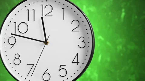 White wall clock on green background, time-lapse. Time concept. Video stock 150506684