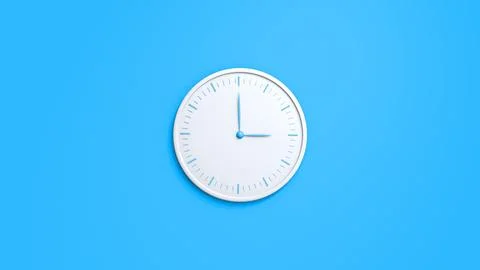 White Wall clock isolated on a Blue background 3 O Clock A Stock Illustration