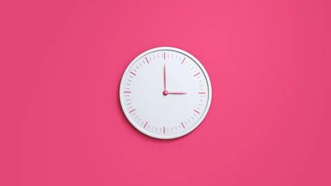 White wall clock isolated on pink background 3 o clock A Photos