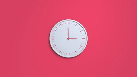White Wall clock isolated on a red background 3 O Clock C 写真素材