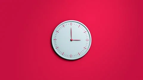White Wall clock isolated on a red background 3 O Clock A 写真素材