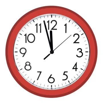 White wall clock. Isolated on white background. Stock Photos