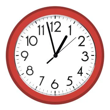 White wall clock. Isolated on white background. Stock Photos