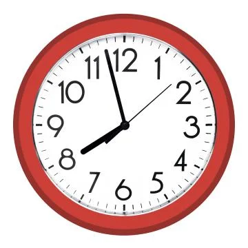 White wall clock. Isolated on white background. Stock Photos