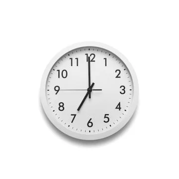 White wall clock isolated on white background. Stock Photos