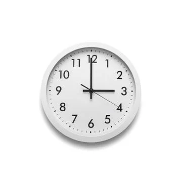 White wall clock isolated on white background. Stock Photos
