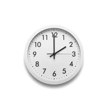 White wall clock isolated on white background. Stock Photos