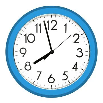 White wall clock. Isolated on white background. Stock Photos
