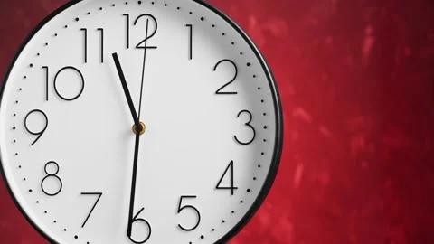White wall clock on red background, time-lapse. Time concept. Stock Footage 150506706