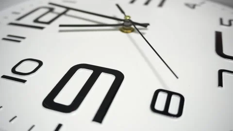 White wall clock show the running time slowly. Stock Footage 146497142