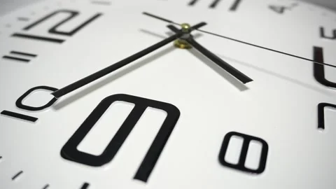 White wall clock show the running time slowly Stock Footage 146497144
