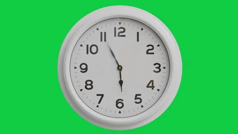 White wall clock showcasing time against a bright green background Stock Footage 321956106