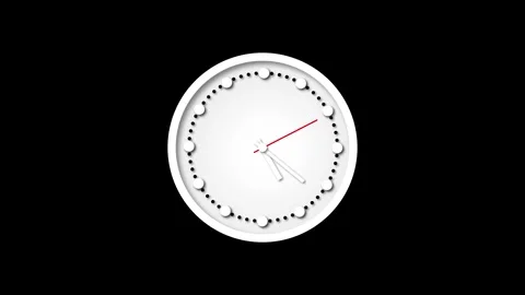 White wall clock speeding through time. Dynamic animation on black backgrou.. Stock Footage 309015467