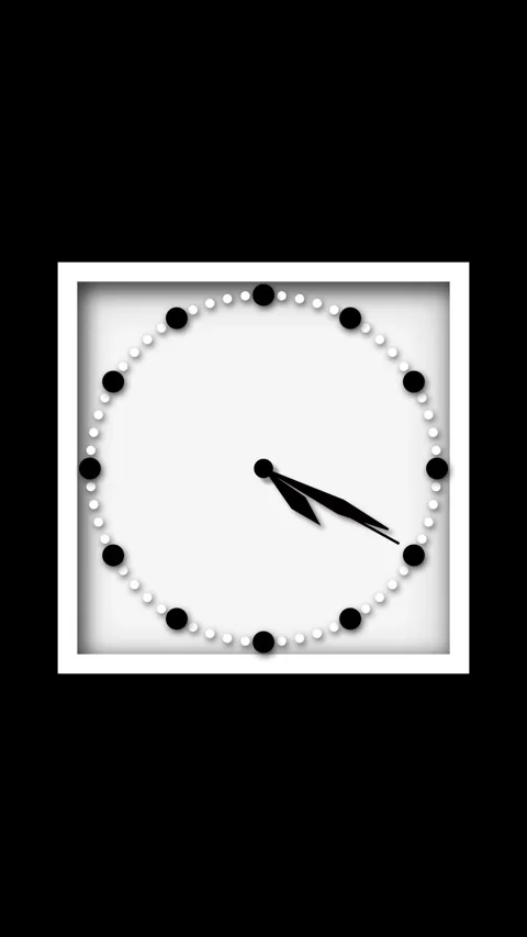 White wall clock ticking on a textured concrete wall in vertical animation... Stock Footage 315158581