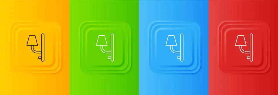 White Wall lamp or sconce icon isolated on colorful background. Wall lamp l.. Stock Illustration