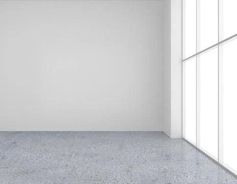 White wall with large windows. 3d rendering Ilustración de archivo