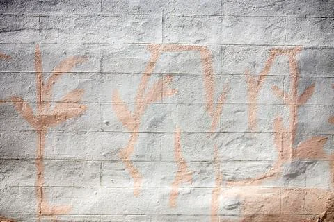 White wall with painted pattern 스톡 사진