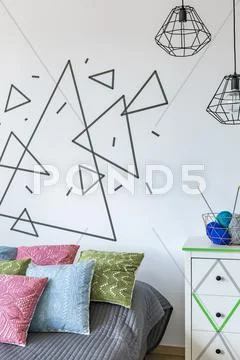 White wall is a perfect place for creating your own decoration Stock Photos