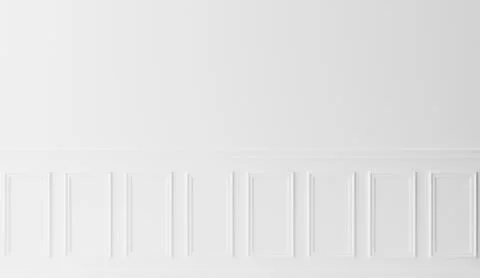 White wall with rectangular molding is presented on a clear background. Front Stock Photos