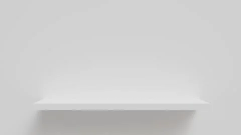 White wall shelf in the interior on a white background as a template for pl.. Stock Illustration