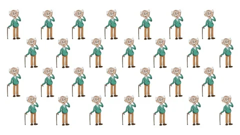 White wallpaper design with elder man pattern on white background in 4k video. 库存影片 147850605