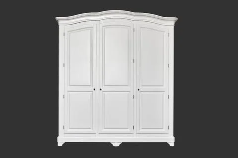 White wardrobe in classical style on grey background Stock Photos