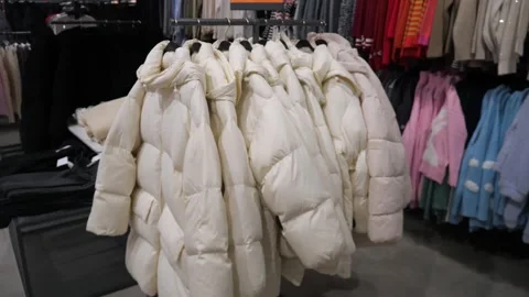 White warm winter jackets Stock-Footage 303140725