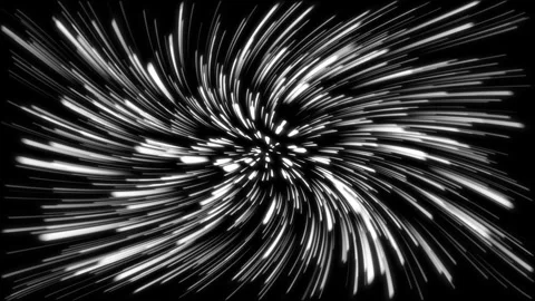 White warp light streaks particle background animation with rotating spiral. Stock Footage 345504183