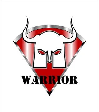 White warrior mask over the red shield Stock Illustration
